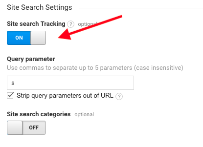 google analytics site search tracking on