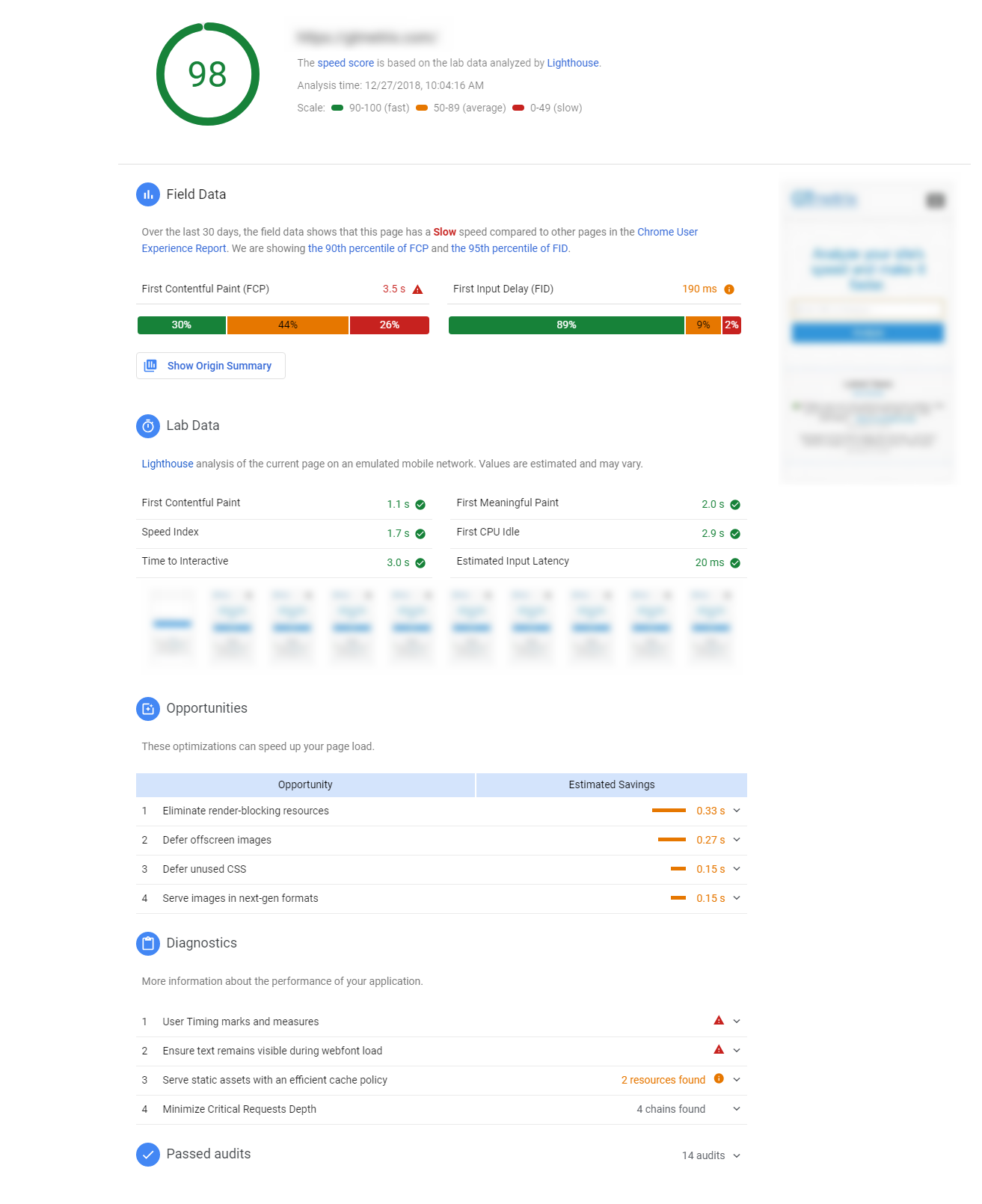 pagespeed insights tool