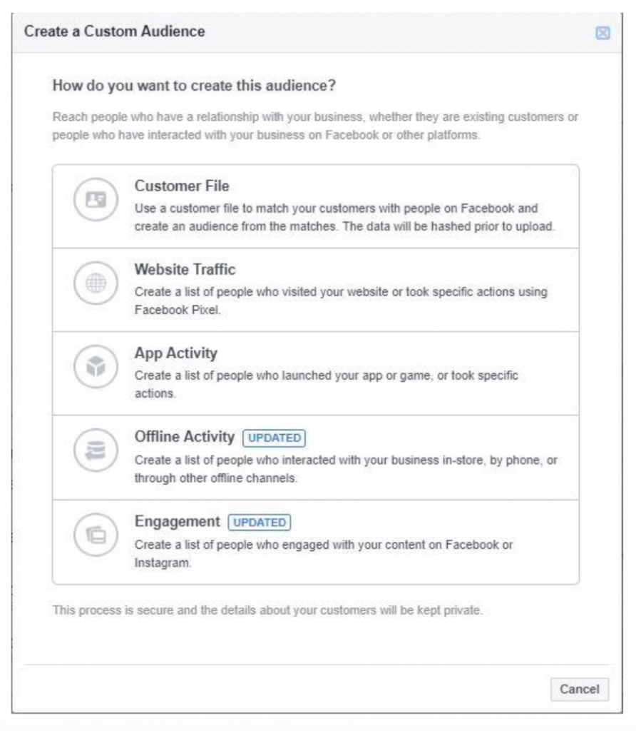 Facebook’s Create a Custom Audience Tool