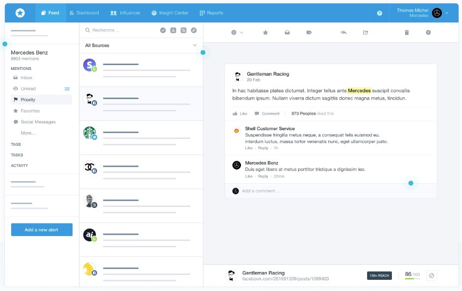 mention dashboard, a social media monitoring tool