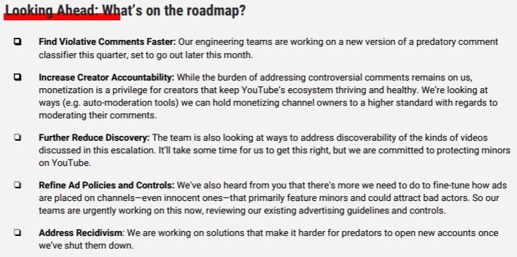 YouTube memo: Looking ahead, what's on the roadmap?