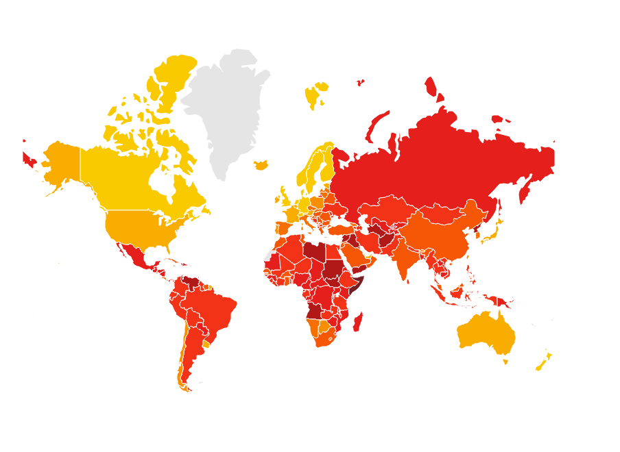 Screenshot example of Corruptions Perceptions Index - country wise