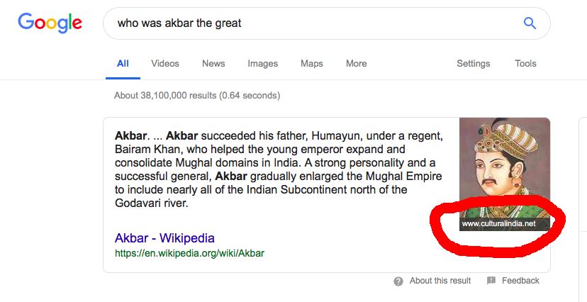 Example of Google snippet