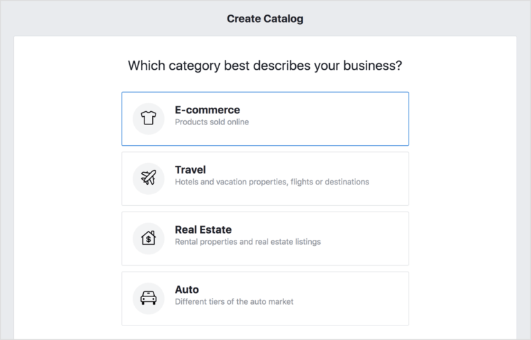 Creating a product catalog in Facebook dynamic ads