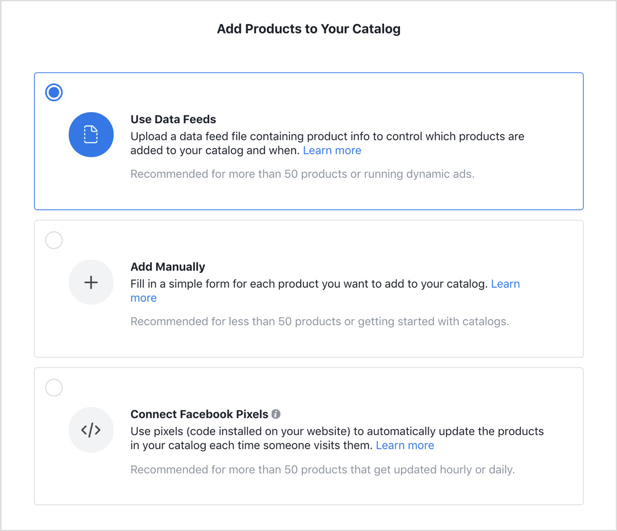 Ad product screen in Facebook dynamic ads