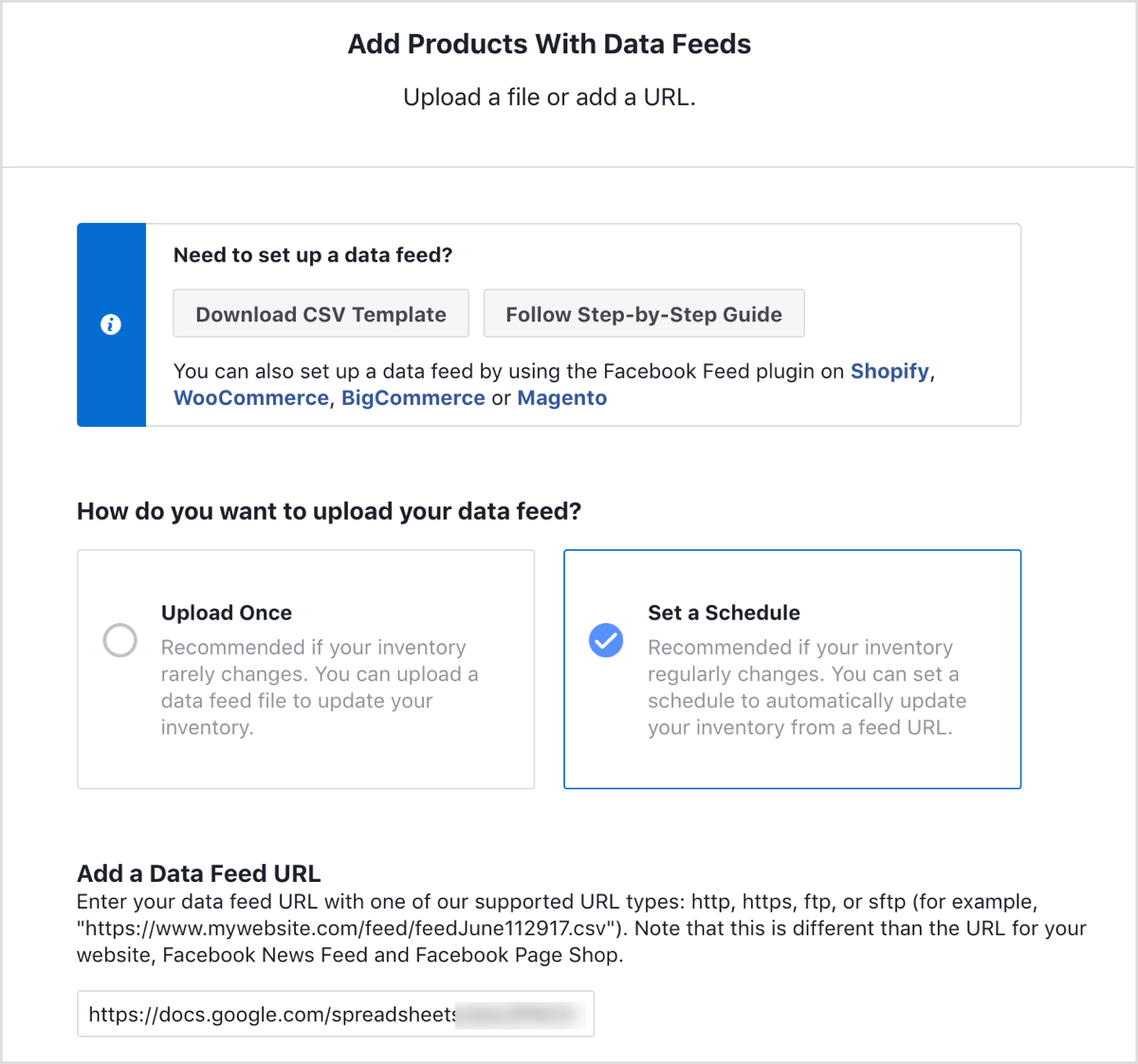 Uploading product data in Facebook dynamic ads