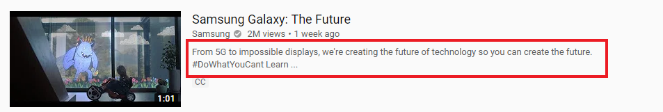 example of YouTube’s video description