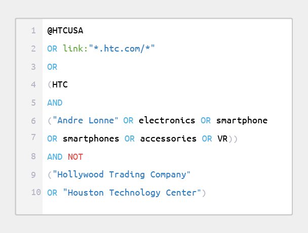 example of using AND and AND NOT operators for boolean search