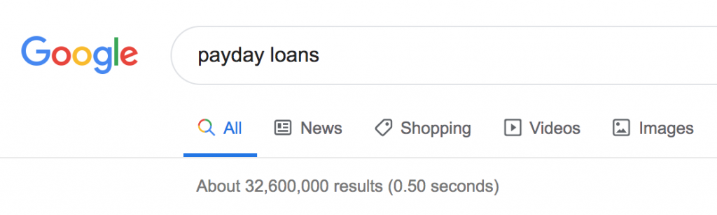 Payday loans algorithm - Search in Google