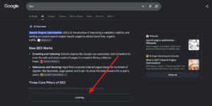 new loading button for AI Overviews