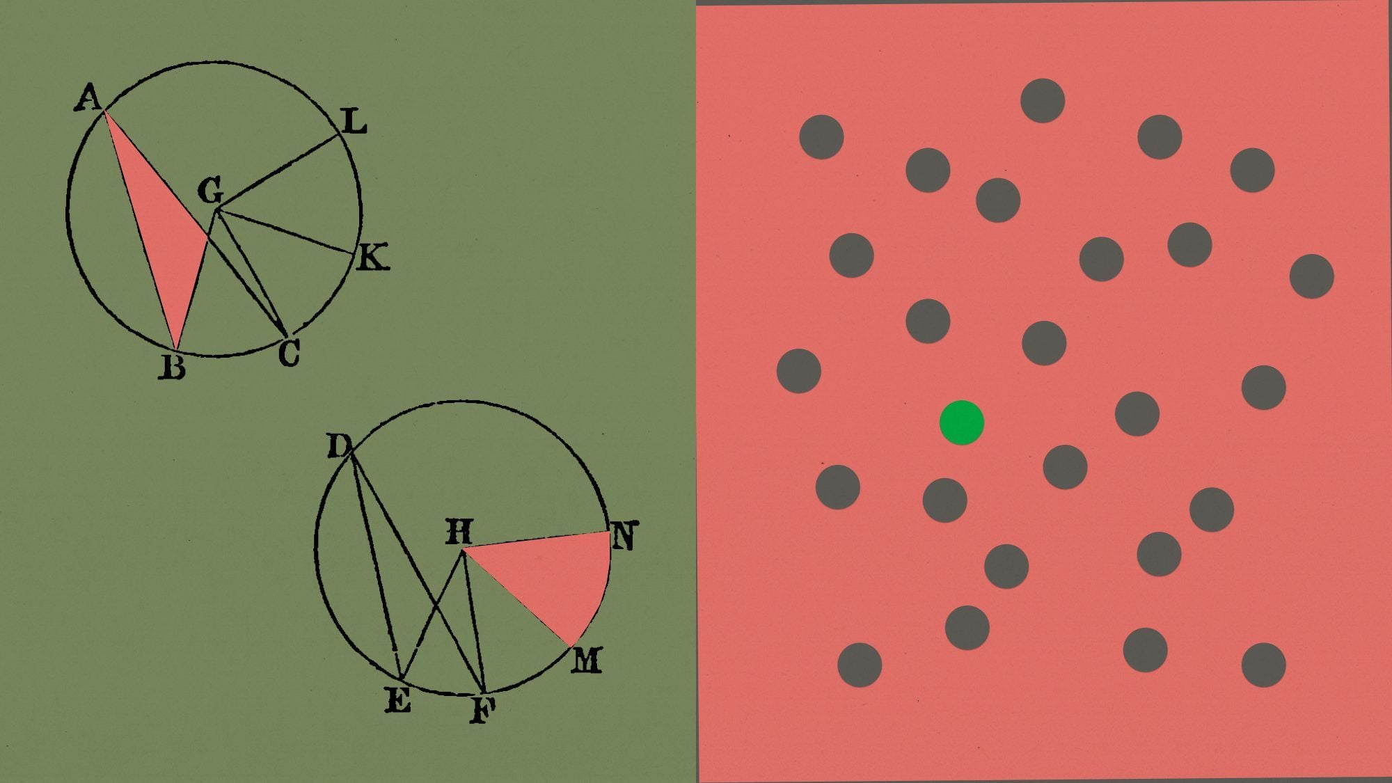 Anthropic editorial illustration of geometric proofs and a field of dots