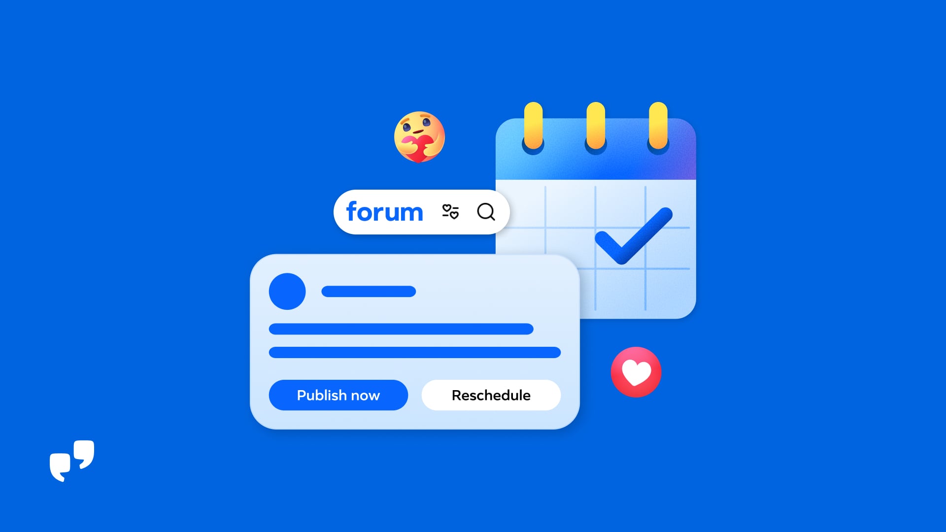 Meta's Forum artwork combines a calendar, search bar and publishing controls