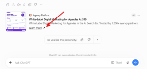 ChatGPT tests CTA button within ads