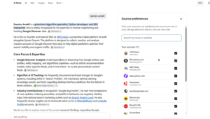 Google AI Mode adds Source preferences button