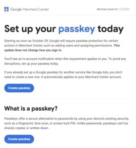 Google Merchant Center will require passkeys