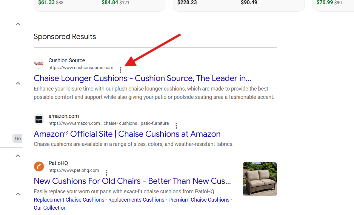 Google tests larger three-dot menu icon on ads