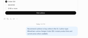 shopping question box with a find button