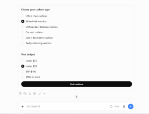 shopping question box with a find button