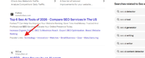 popular links in search ads