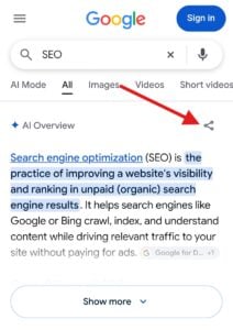 tests moving the share button in AI Overviews-1