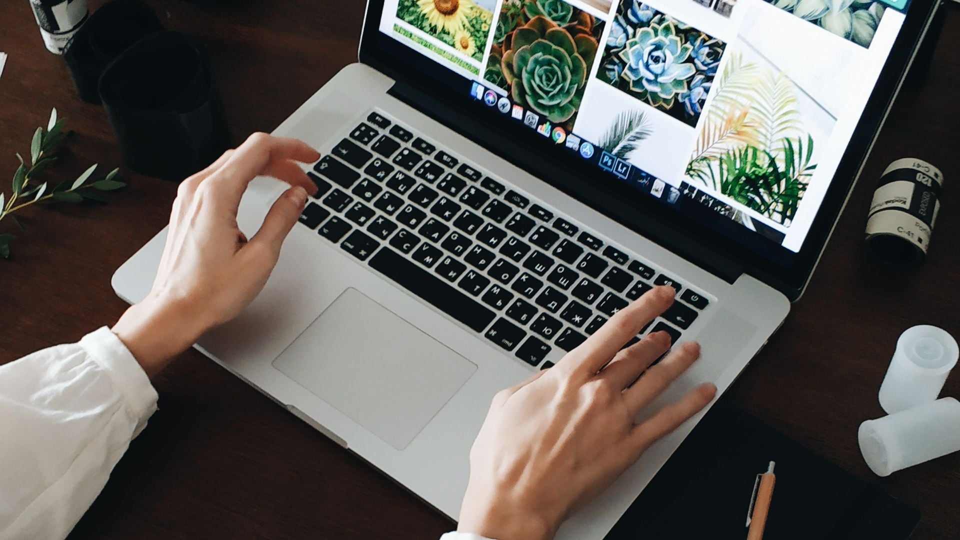 Person browsing visual ideas on a laptop
