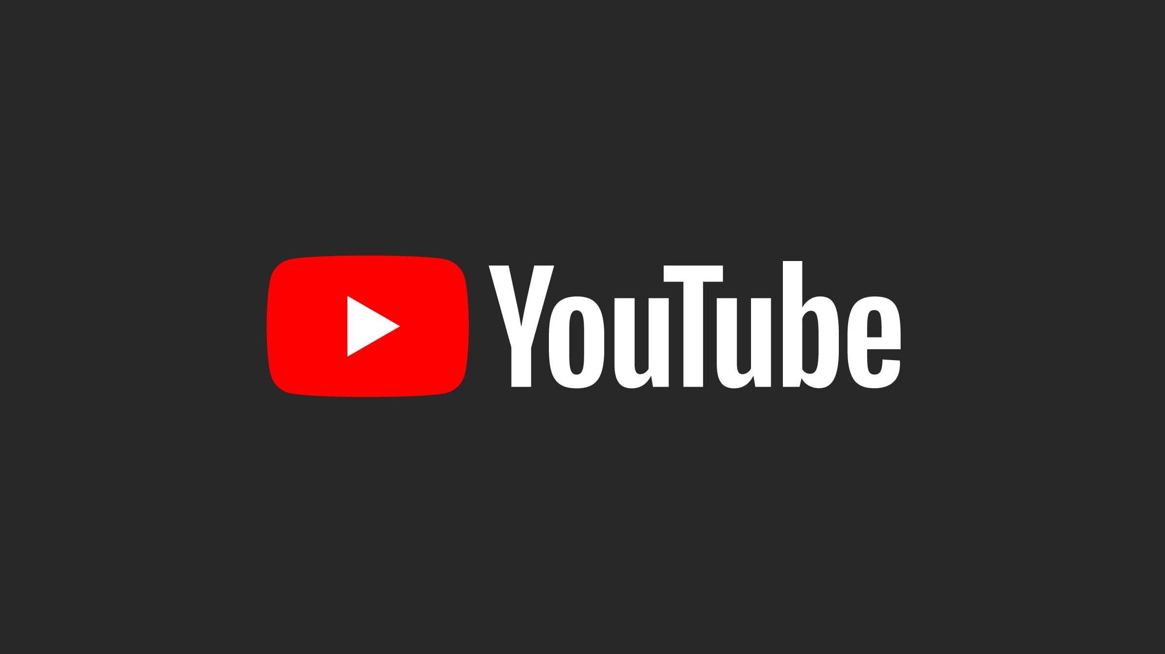 YouTube's official red play icon and white wordmark on its native dark press-image background