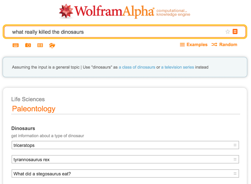 what really killed the dinosaurs Wolfram Alpha
