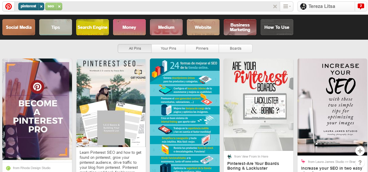 pinterest seo search