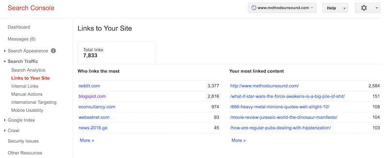 Search Console Links to Your Site