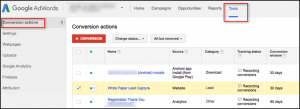 AdWords conversion actions