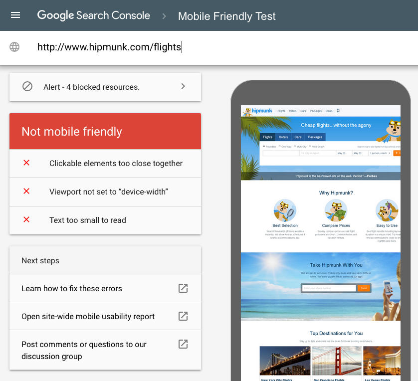 hipmunk mobile friendly test