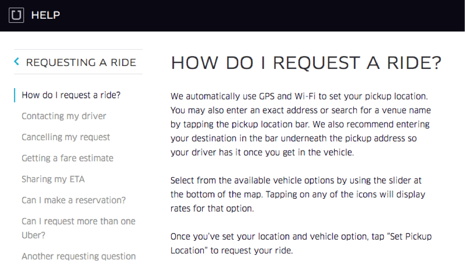 uber help page