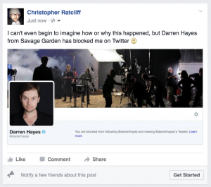 Facebook status update