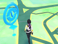 A screencap from Pokemon Go of a player walking past a Pokestop.