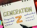 A notepad with GENERATION Z written in the middle, with six traits listed around it: pragmatic, connected, global, educated, social and visual.