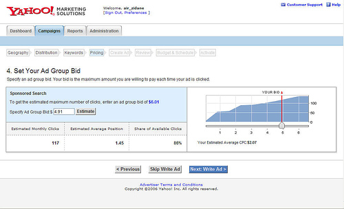 Interactive Pricing & Volume Feature In Yahoo's Panama System