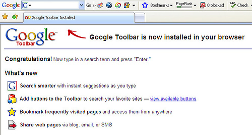 Google Toolbar's Hello I'm Here Page