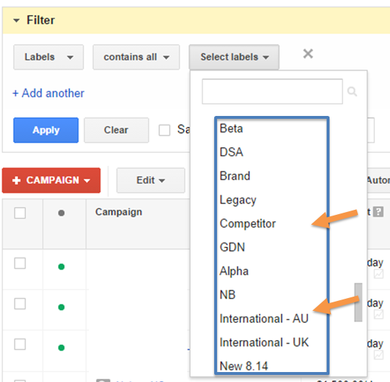 adwords labels
