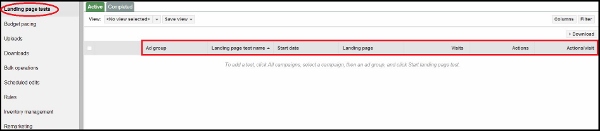 Landing Page Test Column Types Landing Page Test Column Types