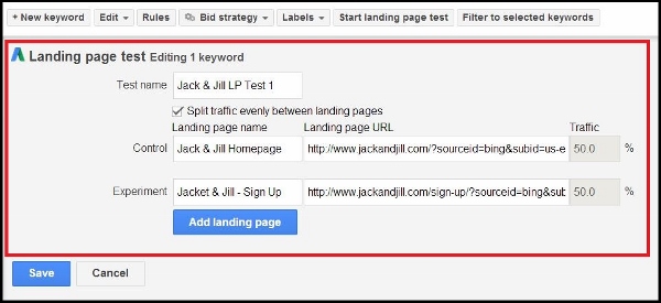 Landing Page Test Editing Landing Page Test Editing