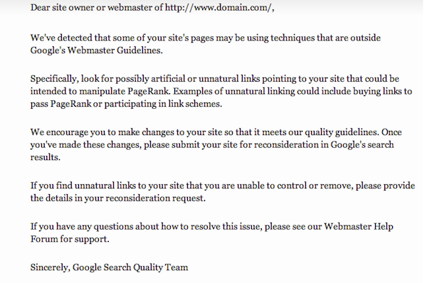 gwt-unnatural-links-message