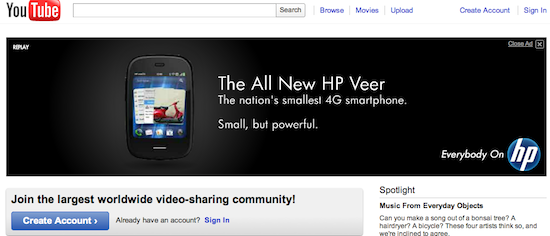 YouTube Masthead Ad YouTube Masthead Ad