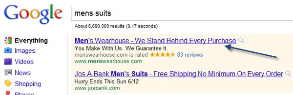 Google Extended Headline Mens Suits