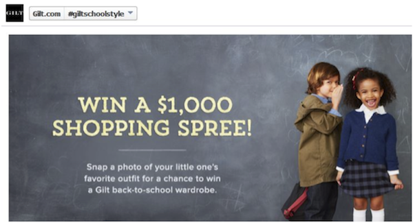 Gilt Facebook School Shopping Spree Contest