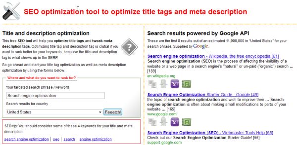 Title and description optimization tool