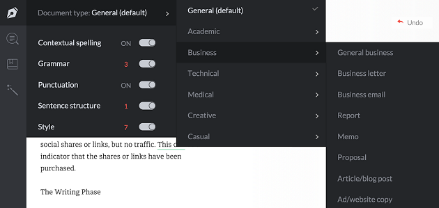 content-marketing-tools-grammarly-settings