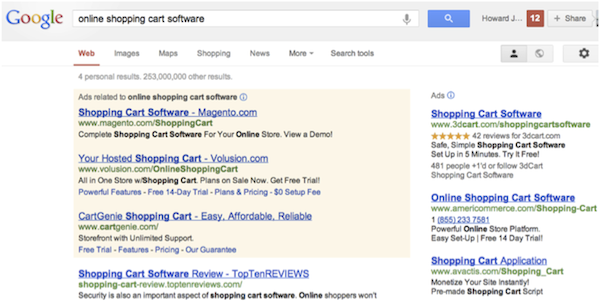 online-shopping-cart-software-google-serp