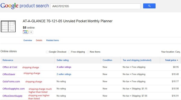 Google Product Search Inaccurate Shipping Prices