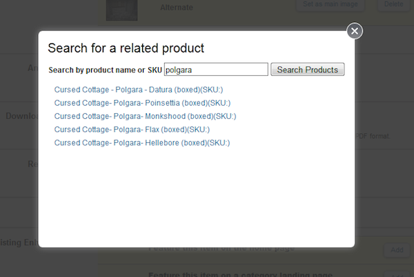 Second life shopping associated items