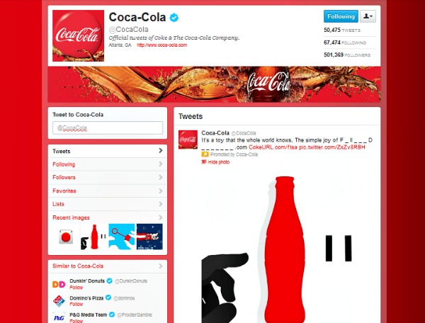 Coca-Cola Twitter Brand Page